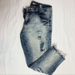 Zara Light Blue Distressed Boyfriend Jeans